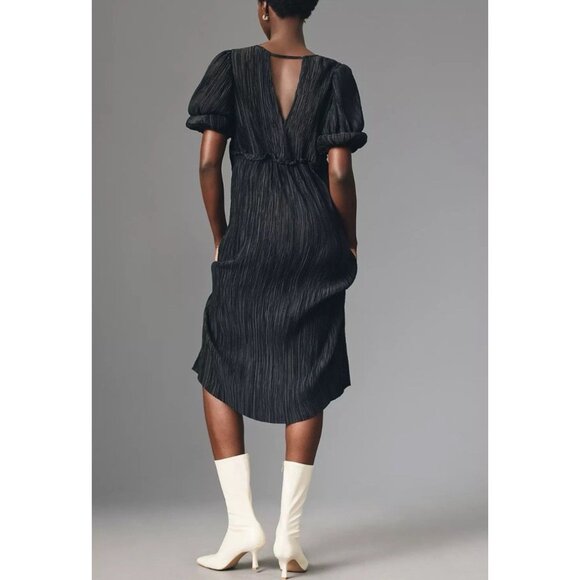 By Anthropologie Midi Dress 3X Black Short Sleeve Stretch Washable NEW - Picture 5 of 10